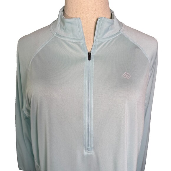 Zelos Tops - Zelos Women's 3X Light Blue Teal Half Zip Pullover Long Sleeve Activewear Top